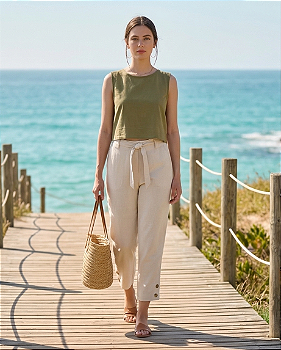 Calça de viscolinho Cropped