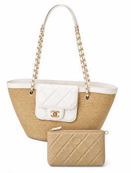 Bolsa Chanel - Tote em Ráfia com Pouch