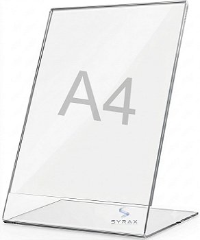 Display Acrílico A4 30x21cm de Mesa Tipo L Vertical