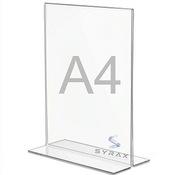 Display Acrílico A4 30x21cm de Mesa Tipo T Vertical