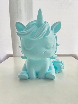 Luminária 3D Unicórnio Infantil LED Azul