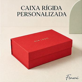 Caixa de Papel Rígido Retangular com Imã - Vermelho - P 24,5x17,5x8cm - 1 unidade - Fenari