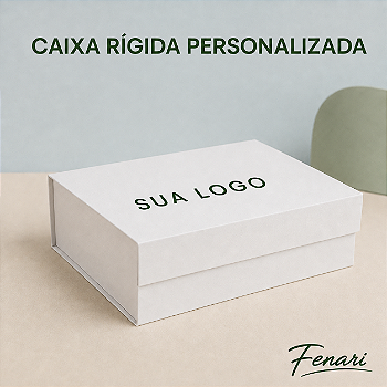 Caixa de Papel Rígido Retangular com Imã Personalizada - Branco - P 24,5x17,5x8cm - 1 unidade - Fenari