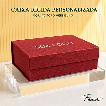 Caixa de Papel Rígido Retangular com Imã Personalizada- Oxford Vermelho - P 24,5x17,5x8cm - 1 unidade - Fenari