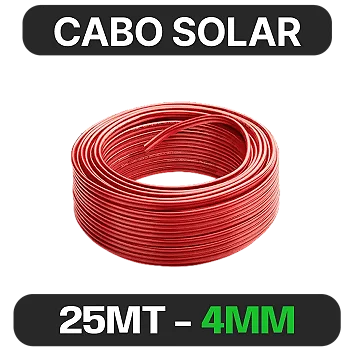 CABO SOLAR 4MM VERMELHO - 25MT