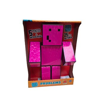 Boneco Minecraft Rosa