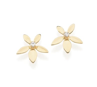 Brinco flor banhado a ouro 18k com zircônias