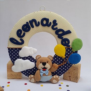 Guirlanda Decorativa de Feltro Ursinho com Balões