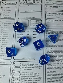 Conjunto de Dados RPG Dungeons & Dragons Azuis