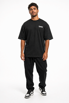 Camiseta Oversized Preta Estampada Haze Montanhas