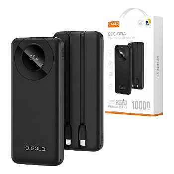 Power Bank Rápido Carregador Portátil A’Gold Pro BTE08A 10000mah Com 2 Cabos 3.1A