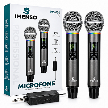 Microfone Imenso Sem Fio IMS-770 Plug And Play