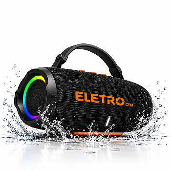 Caixa de Som Bluetooth EL-1145 com 50W, Iluminação RGB e Resistência à Água ELETROMEX
