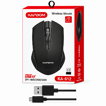 Mouse Sem Fio Gamer KAPBOM KA-612 Óptico Recarregável Preto Bluetooth