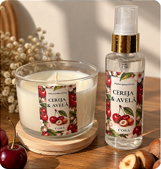 Kit Home Spray e Vela Aromática Cereja com Avelã