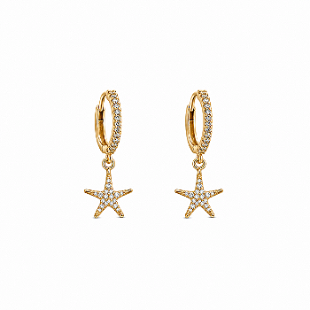 Argolinha Estrela Cravejada Folheada a Ouro
