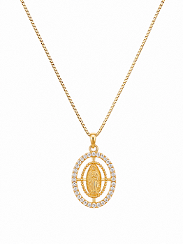 Colar Oval Santa Folheado a Ouro