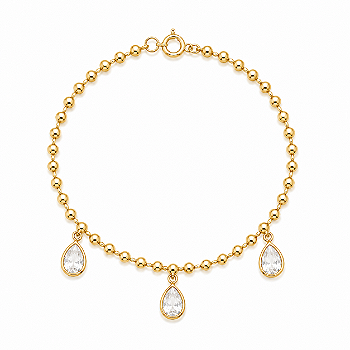 Pulseira Bolinha Folheada a Ouro com Gotas