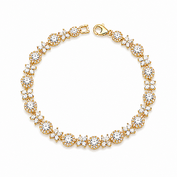 Pulseira Flor Folheada a Ouro Oval