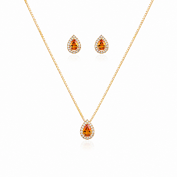 Conjunto Gota Aperol Folheado a Ouro