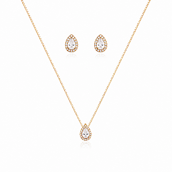 Conjunto gota folheado a ouro