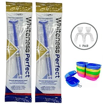 2 Clareador Whiteness Perfect 22% + 1 Par de Moldeira