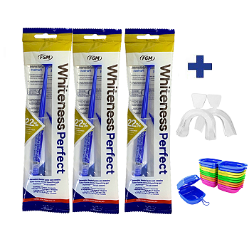 3 Clareador Whiteness Perfect 22% + 1 Par de Moldeira