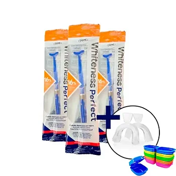 3 Clareador Whiteness Perfect 16% + 1 Par de Moldeira