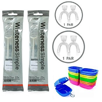 6 Clareador Whiteness Simple 22% + 2 Pares de Moldeira