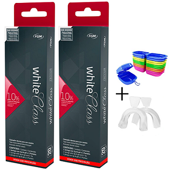 2 Clareador White Class 10% + 1 Par de Moldeira