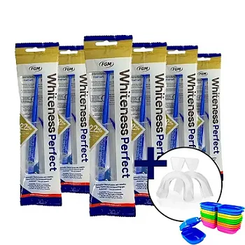 6 Clareador Whiteness Perfect 22% + 1 Par de Moldeira