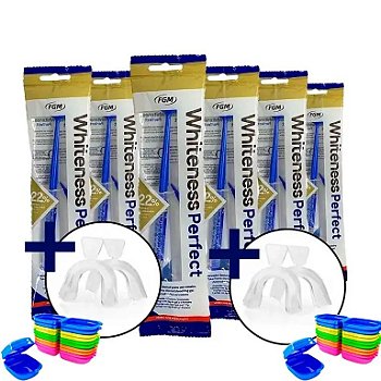 6 Clareador Whiteness Perfect 22% + 2 Pares de Moldeira
