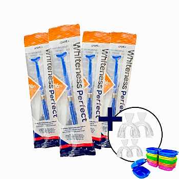 4 Clareador Whiteness Perfect 16% + 2 Pares de Moldeira