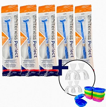 5 Clareador Whiteness Perfect 16% + 2 Pares de Moldeira