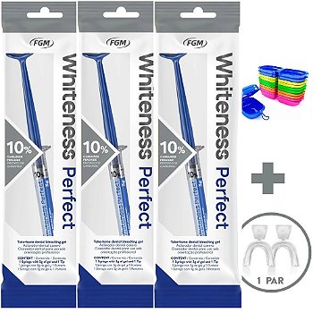 3 Clareador Whiteness Perfect 10% + 1 Par de Moldeira