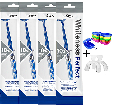 4 Clareador Whiteness Perfect 10% + 1 Par de Moldeira