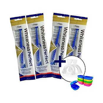 Clareador Dental Caseiro Whiteness Perfect 22% - 4 Un + Moldeira
