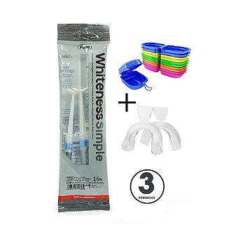 Clareador Dental Whiteness Simple 16% FGM com 3 Un e 1 Par de Moldeiras
