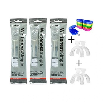 Clareador Dental Whiteness Simple 22% - 9 Seringas + 2 Pares de Moldeiras
