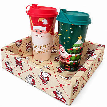 KIT PRESENTE DE NATAL - COM BANDEJA DECORATIVA COM COPOS REUTILIZÁVEIS | 3 PEÇAS
