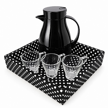 KIT CAFÉ POÁ - COM GARRAFA TÉRMICA E XÍCARAS DE VIDRO | 5 PEÇAS