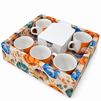 KIT CAFÉ ABÓBORAS - COM AÇUCAREIRO E 5 XÍCARAS BICOLOR | 8 PEÇAS
