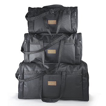 Kit 3 Malas de Viagem Alpha Extreme Preto Grande, Média e Pequena
