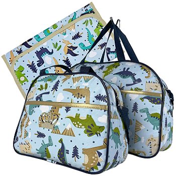 Kit 2 Bolsa Maternidade com Trocador de Bebê Dobravél - Dinossauro