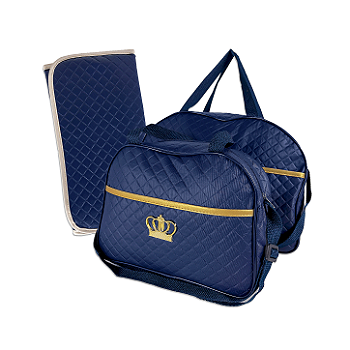 Kit 2 Bolsa Maternidade com Trocador de Bebê Dobravél - Azul Marinho