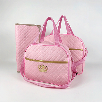 Kit 2 Bolsa Maternidade com Trocador de Bebê Dobravél - Rosa BB