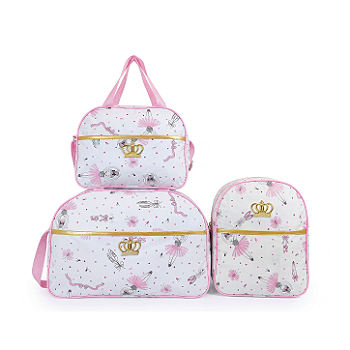Kit Mala Bolsa Maternidade 3 Peças – Mala Grande, Mala Média e Mochila Bailarina