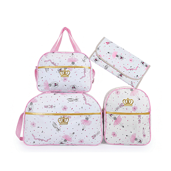 Kit Maternidade 4 Peças – Mala Grande, Mala Média e Mochila e Trocador Bailarina
