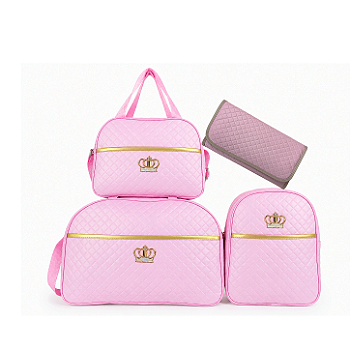 Kit Maternidade 4 Peças – Mala Grande, Mala Média e Mochila e Trocador Rosa BB