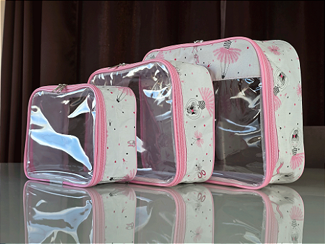 Kit Necessaire Organizadora Transparente P/M/G Bailarina